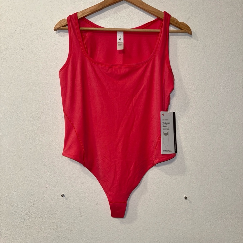 Lululemon Wundermost Nulu Square Neck Sleeveless Bodysuit Pink Glaze Large new